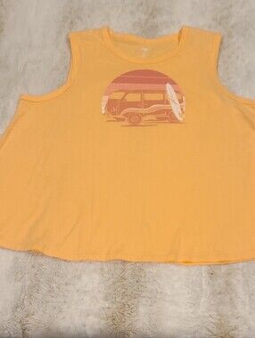 dip Yellow-Orange Women's Graphic Tank Top with Surf Van